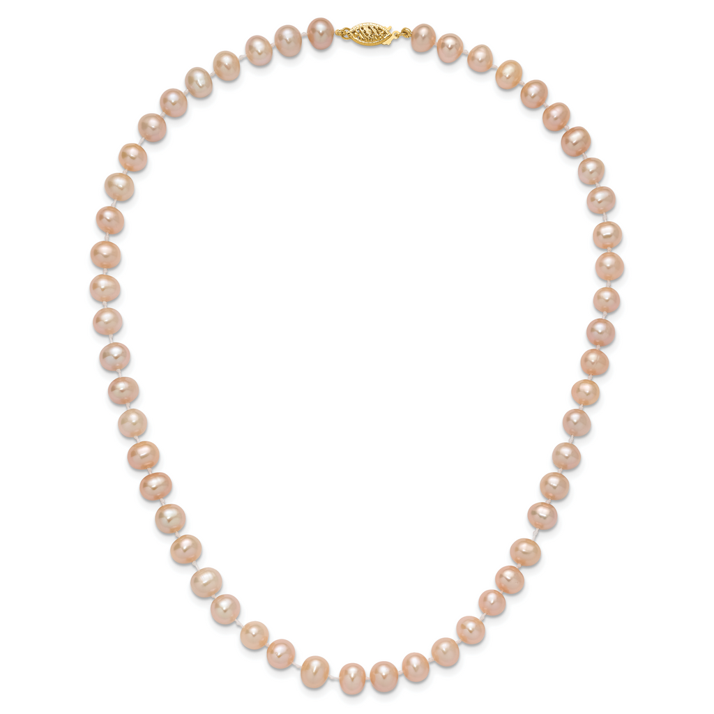 14K Gold Filled 7-8mm Pink Cultured Freshwater Pearl Necklace - view 4