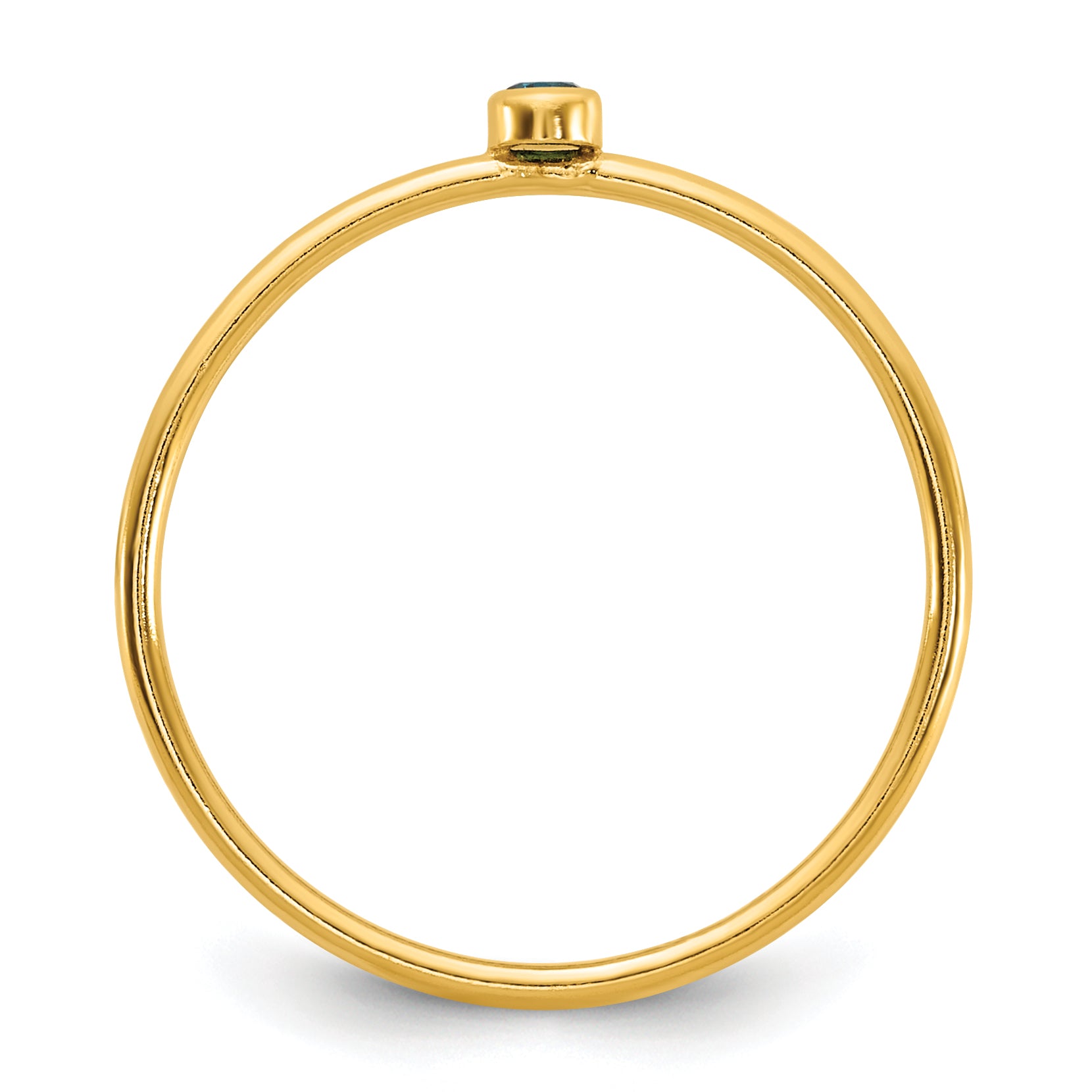 14K Gold Filled Aqua Blue CZ Bezel 1.0mm Stacking Ring Secondary image
