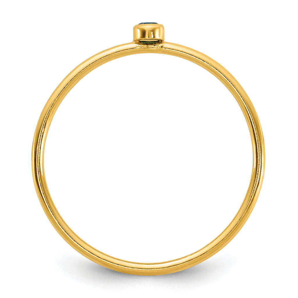 14K Gold Filled Aqua Blue CZ Bezel 1.0mm Stacking Ring - view 2