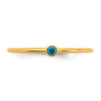 14K Gold Filled Aqua Blue CZ Bezel 1.0mm Stacking Ring - view 4