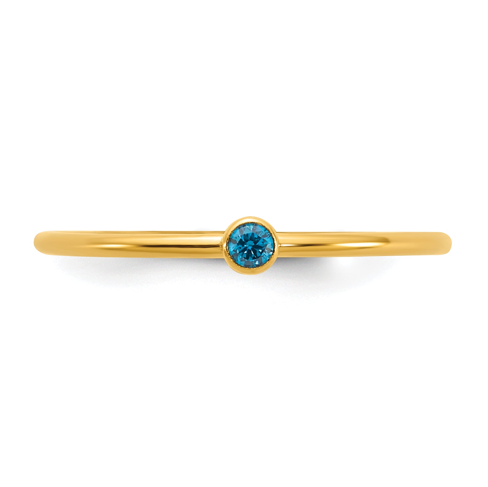 14K Gold Filled Aqua Blue CZ Bezel 1.0mm Stacking Ring - view 4