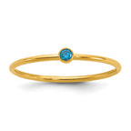 14K Gold Filled Aqua Blue CZ Bezel 1.0mm Stacking Ring by Sophia Jewelers