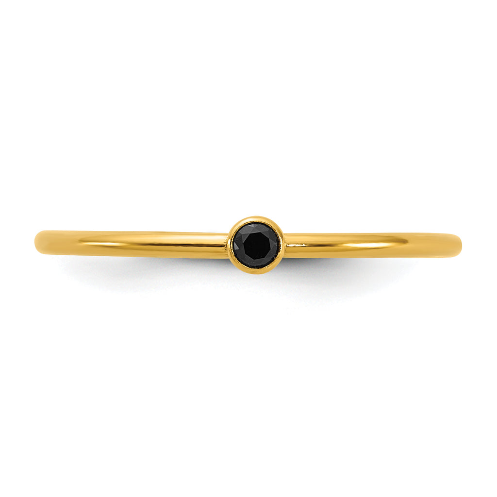 14K Gold Filled Black CZ Bezel 1.0mm Stacking Ring - view 4