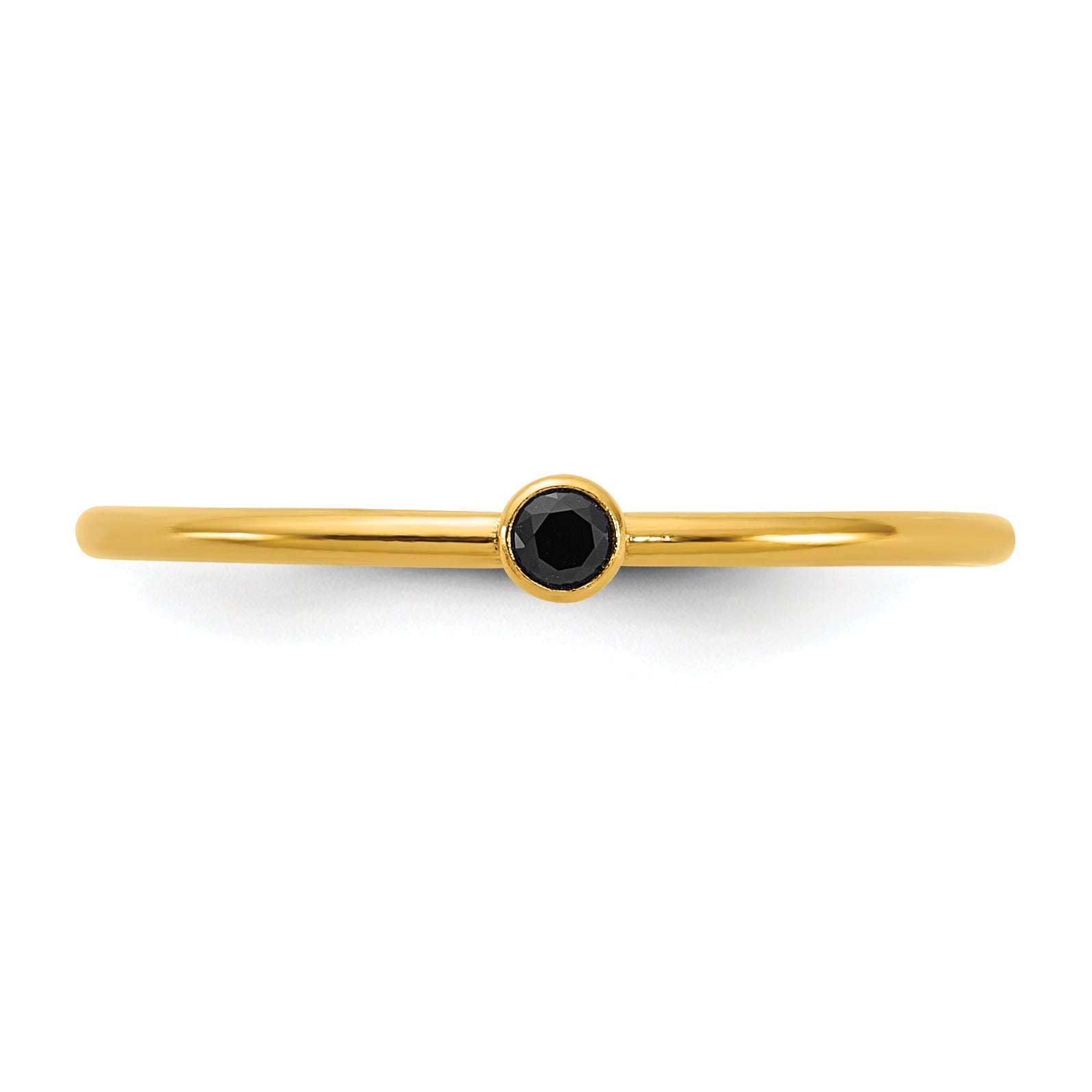 14K Gold Filled Black CZ Bezel 1.0mm Stacking Ring - view 4