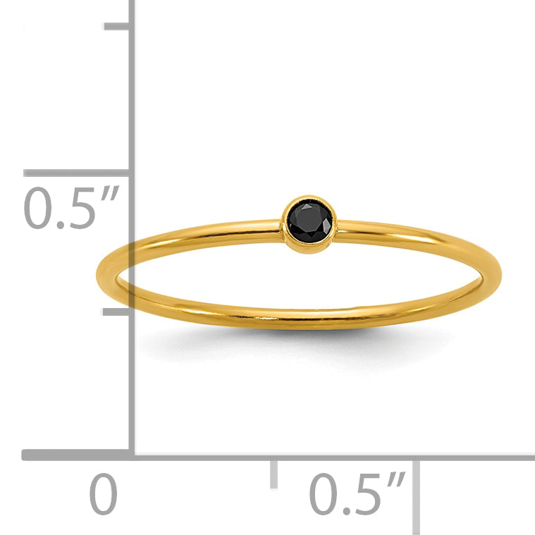 14K Gold Filled Black CZ Bezel 1.0mm Stacking Ring - view 5