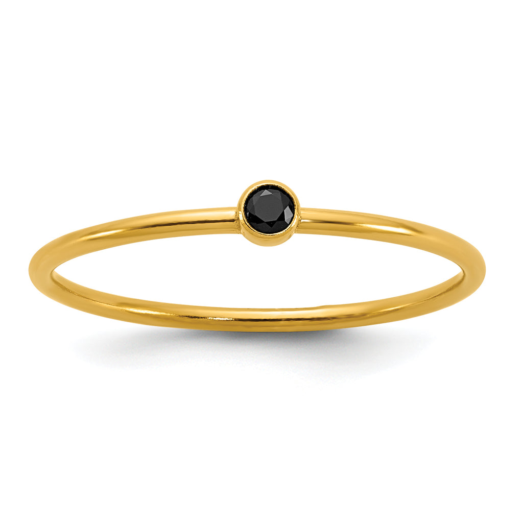 14K Gold Filled Black CZ Bezel 1.0mm Stacking Ring by Sophia Jewelers