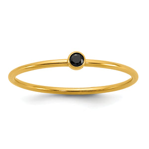 Black Cubic Zirconia Bezel Stacking Stackable Ring in 14K Yellow Gold-Filled - Sophia Jewelers