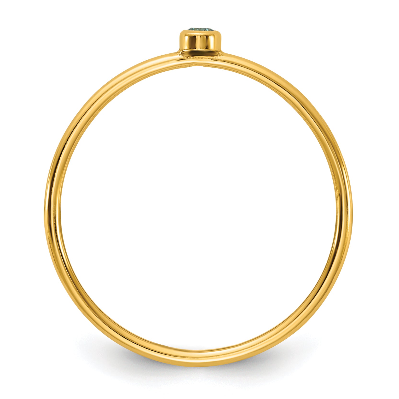 14K Gold Filled Blue CZ Bezel 1.0mm Stacking Ring Secondary image