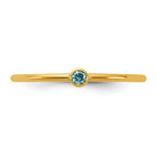 14K Gold Filled Blue CZ Bezel 1.0mm Stacking Ring - view 4
