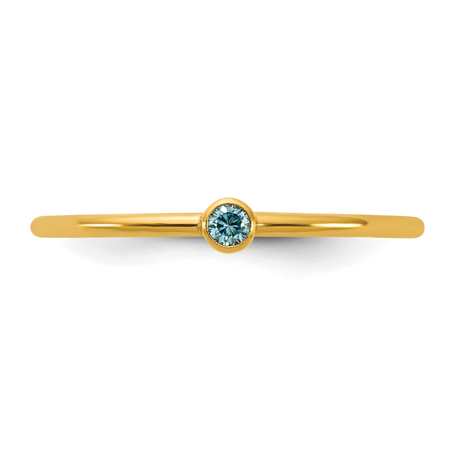 14K Gold Filled Blue CZ Bezel 1.0mm Stacking Ring - view 4