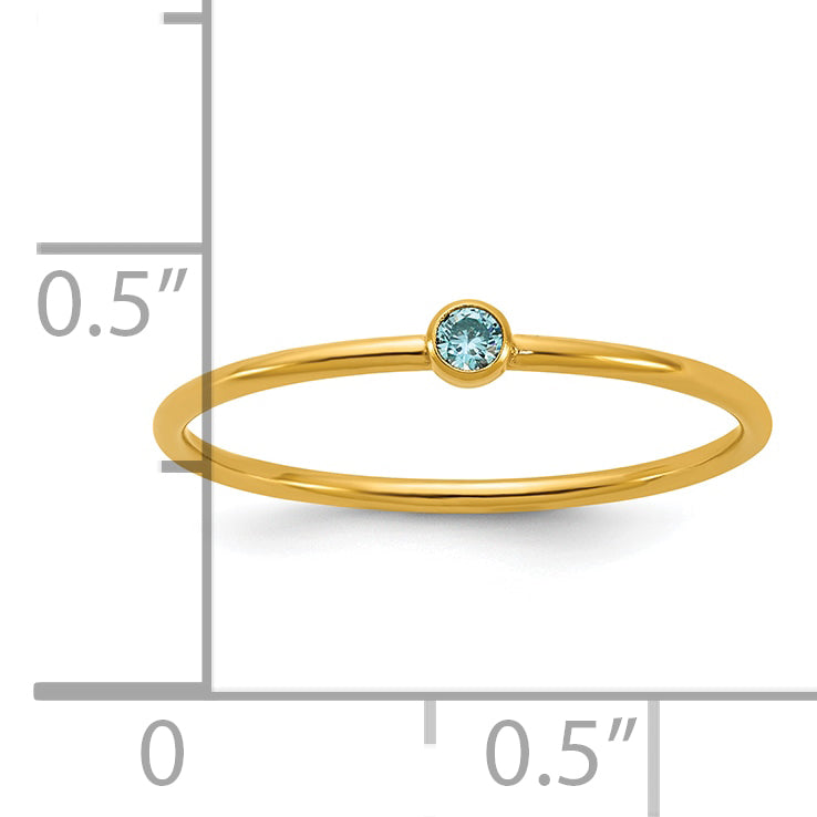 14K Gold Filled Blue CZ Bezel 1.0mm Stacking Ring - view 5