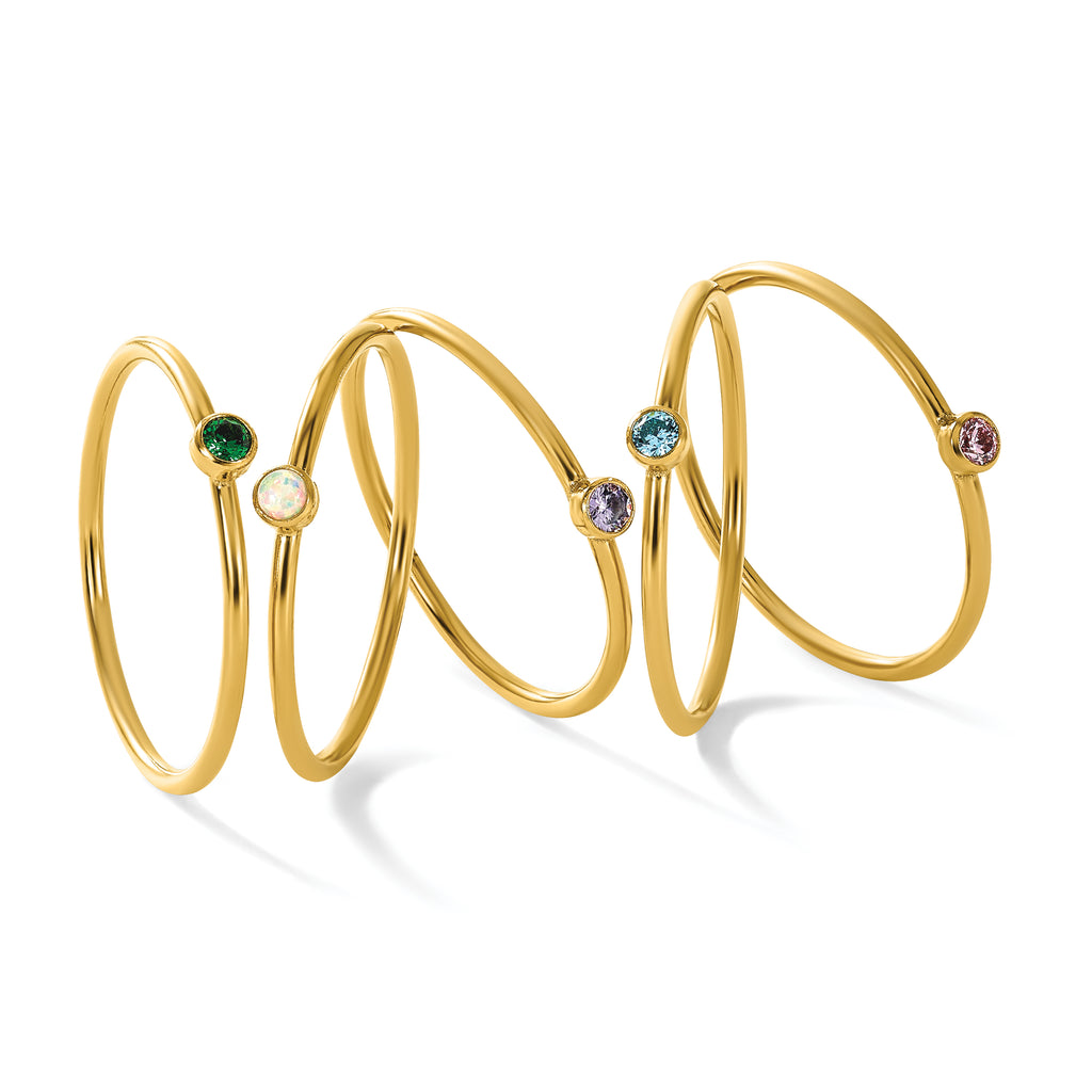 14K Gold Filled Blue CZ Bezel 1.0mm Stacking Ring - view 7