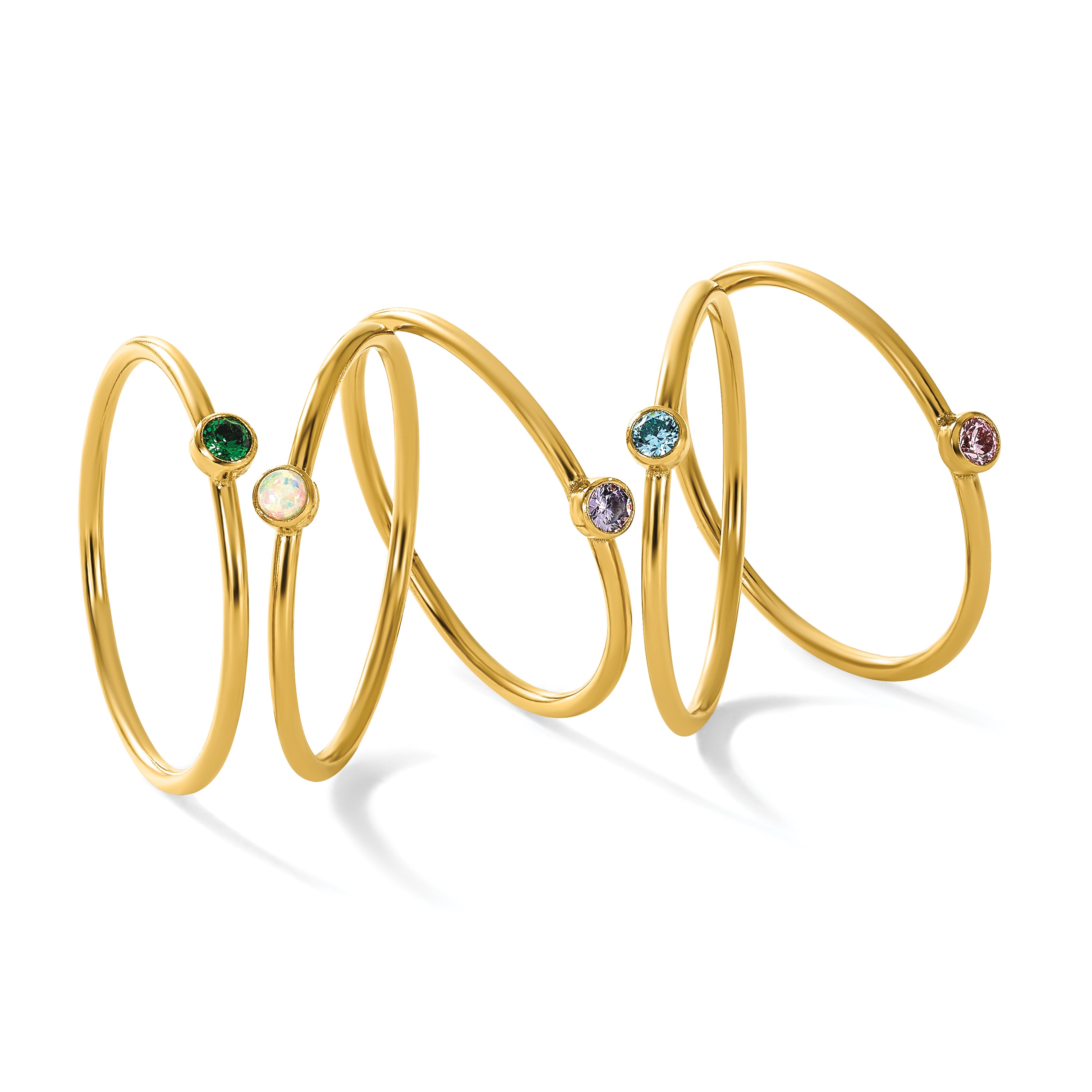 14K Gold Filled Blue CZ Bezel 1.0mm Stacking Ring - view 7