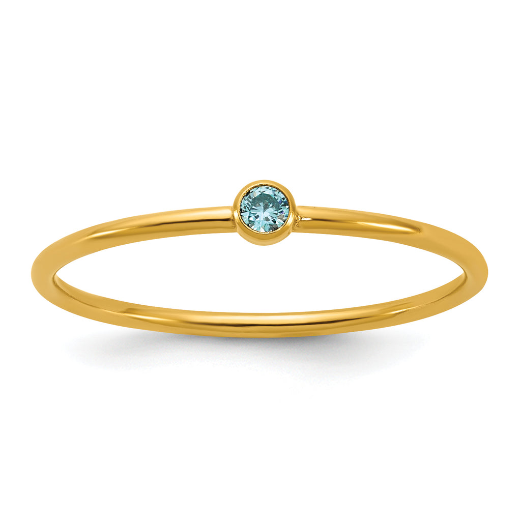 14K Gold Filled Blue CZ Bezel 1.0mm Stacking Ring by Sophia Jewelers