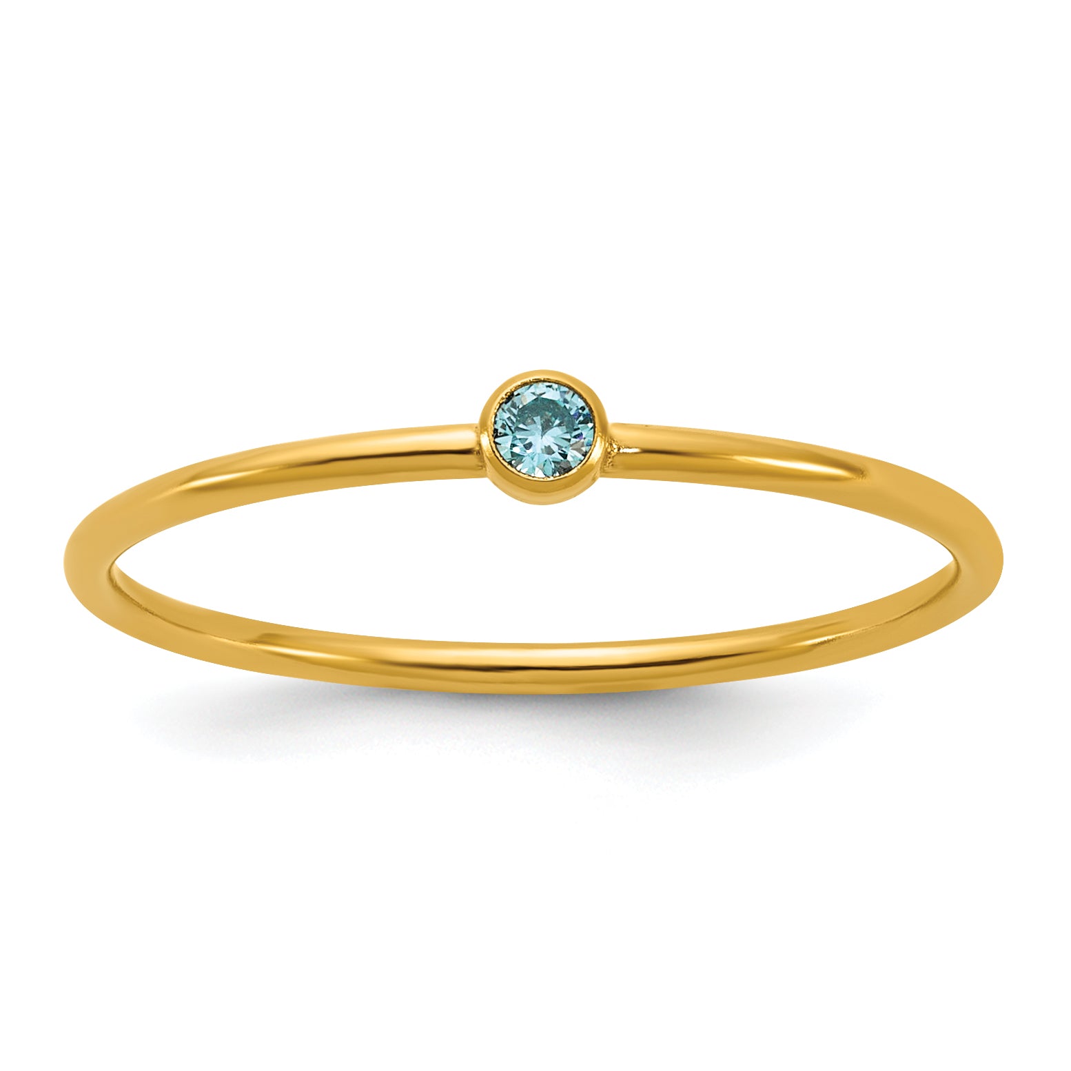 14K Gold Filled Blue CZ Bezel 1.0mm Stacking Ring by Sophia Jewelers