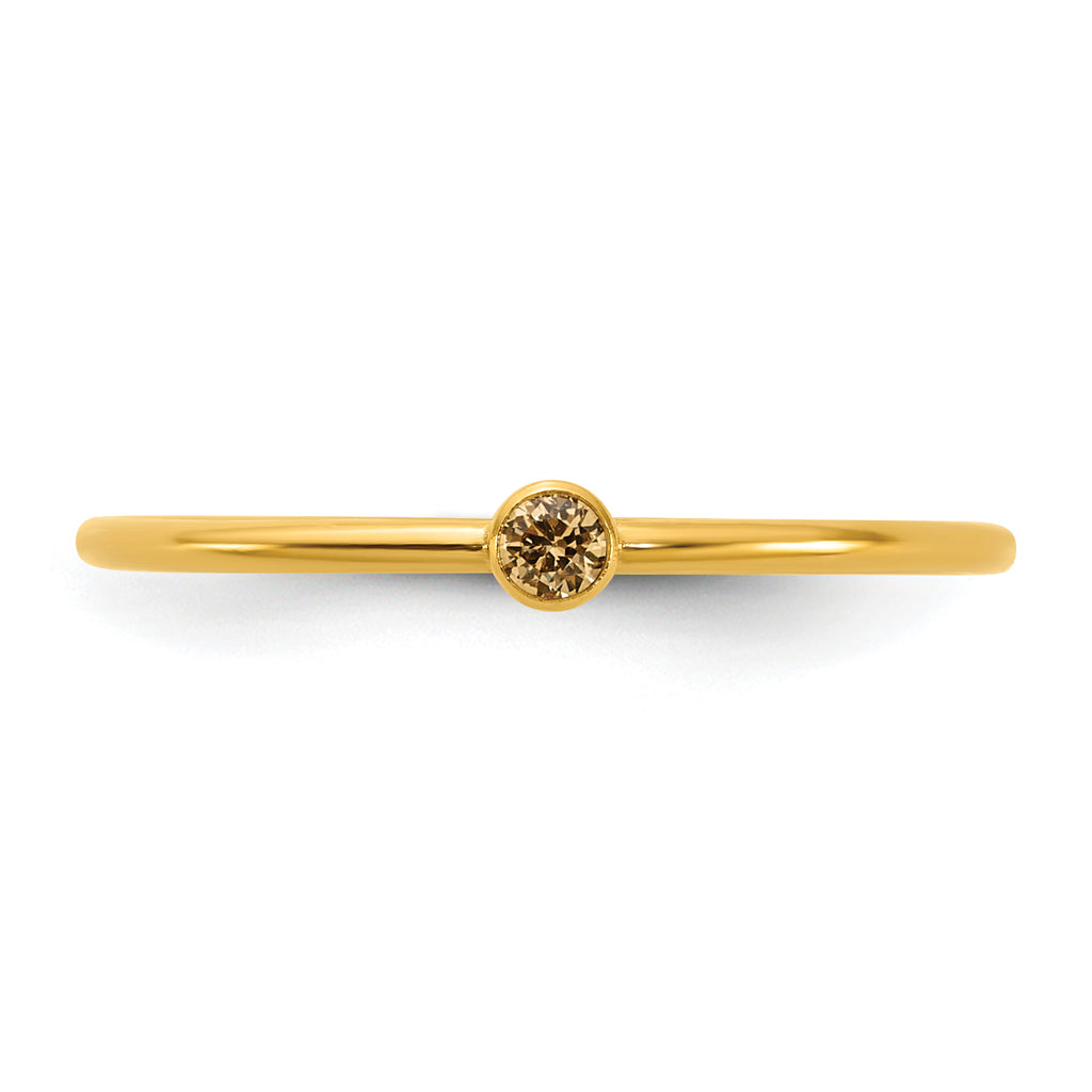 14K Gold Filled Champagne CZ Bezel 1.0mm Stacking Ring - view 4