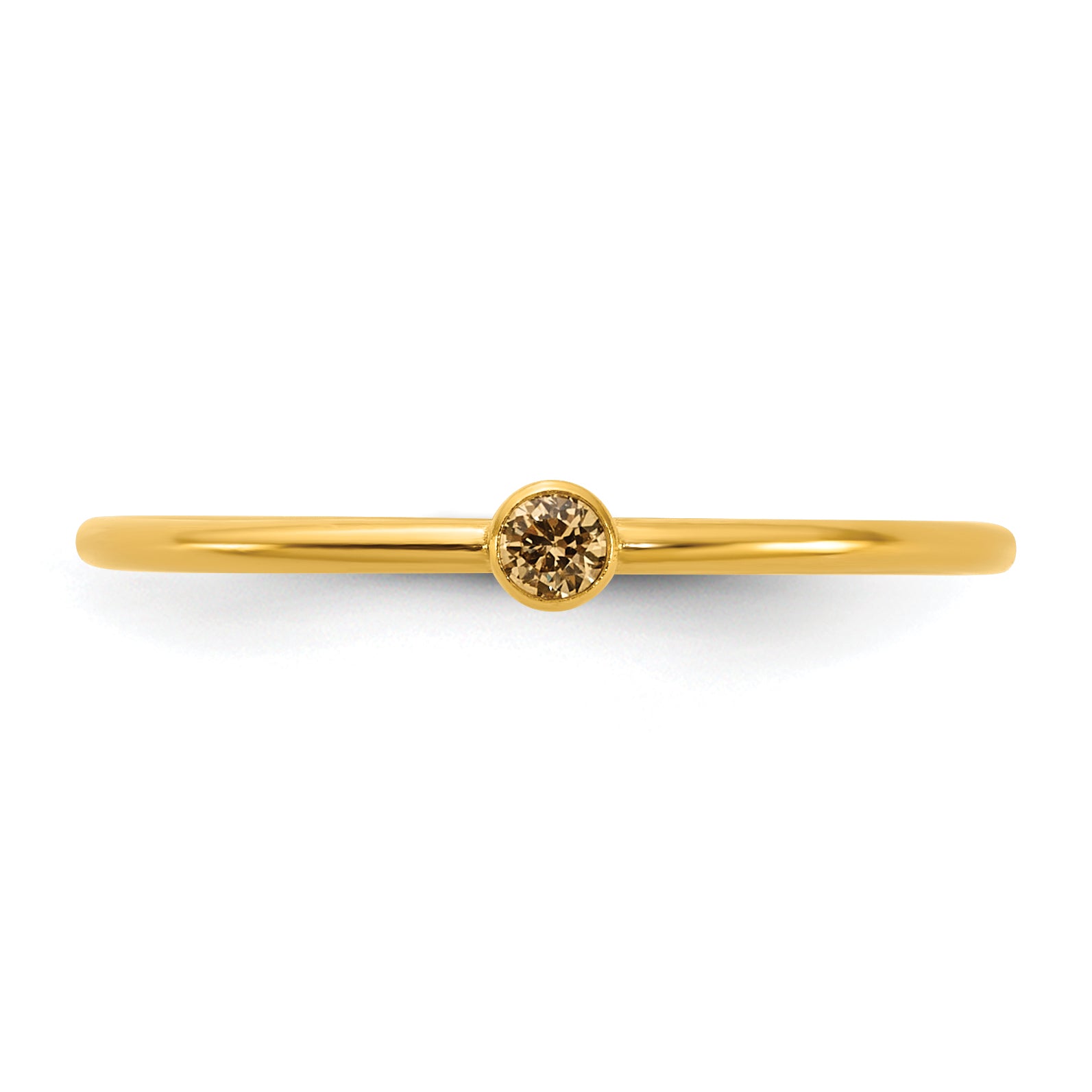 14K Gold Filled Champagne CZ Bezel 1.0mm Stacking Ring - view 4
