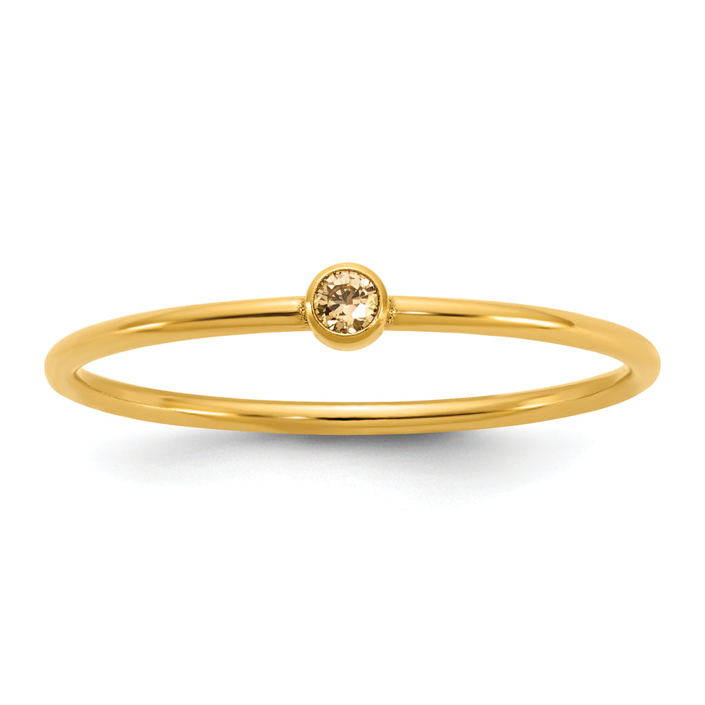 14K Gold Filled Champagne CZ Bezel 1.0mm Stacking Ring by Sophia Jewelers