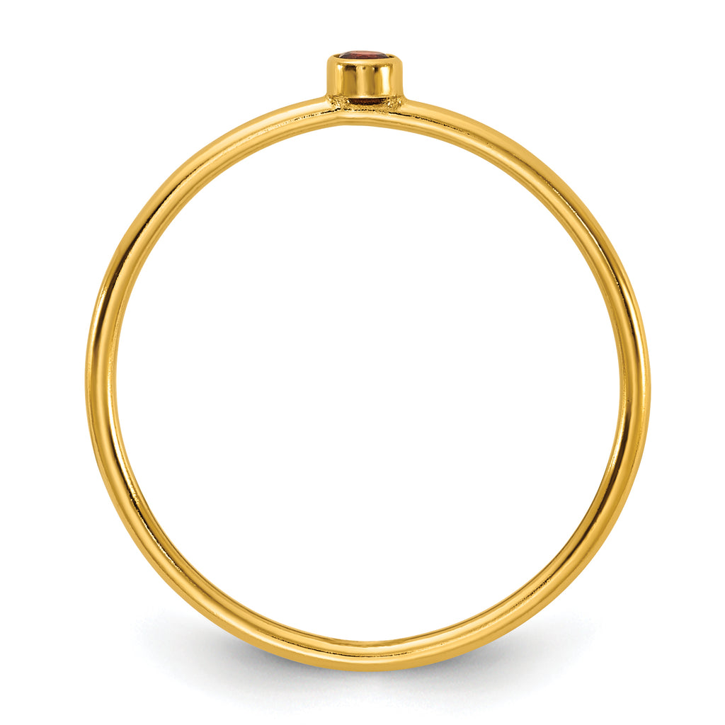 14K Gold Filled Dark Red CZ Bezel 1.0mm Stacking Ring - view 2