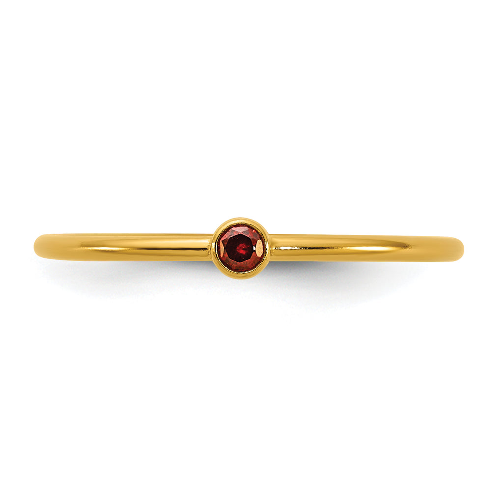 14K Gold Filled Dark Red CZ Bezel 1.0mm Stacking Ring - view 4