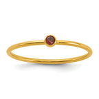 14K Gold Filled Dark Red CZ Bezel 1.0mm Stacking Ring by Sophia Jewelers
