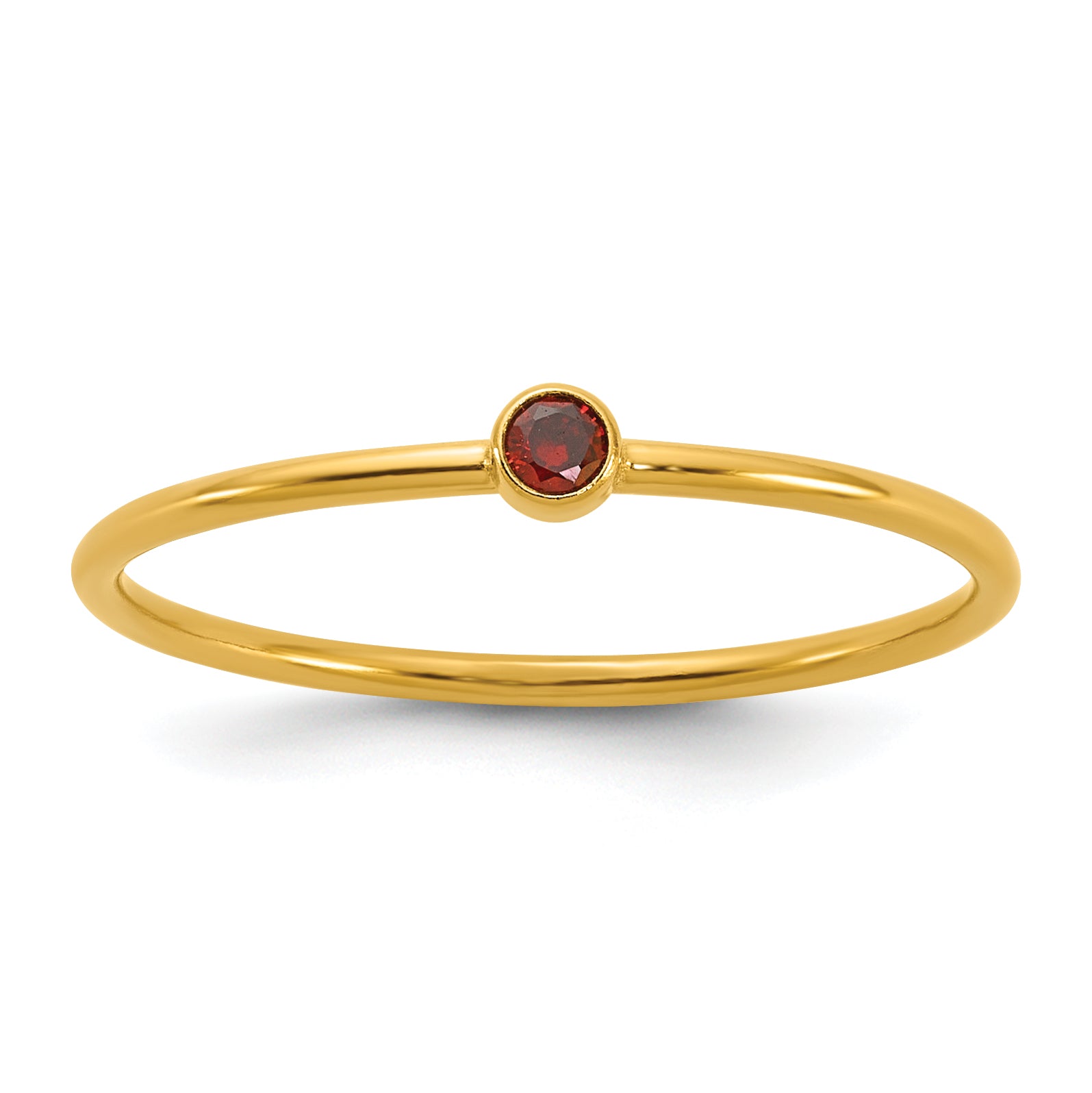 14K Gold Filled Dark Red CZ Bezel 1.0mm Stacking Ring by Sophia Jewelers