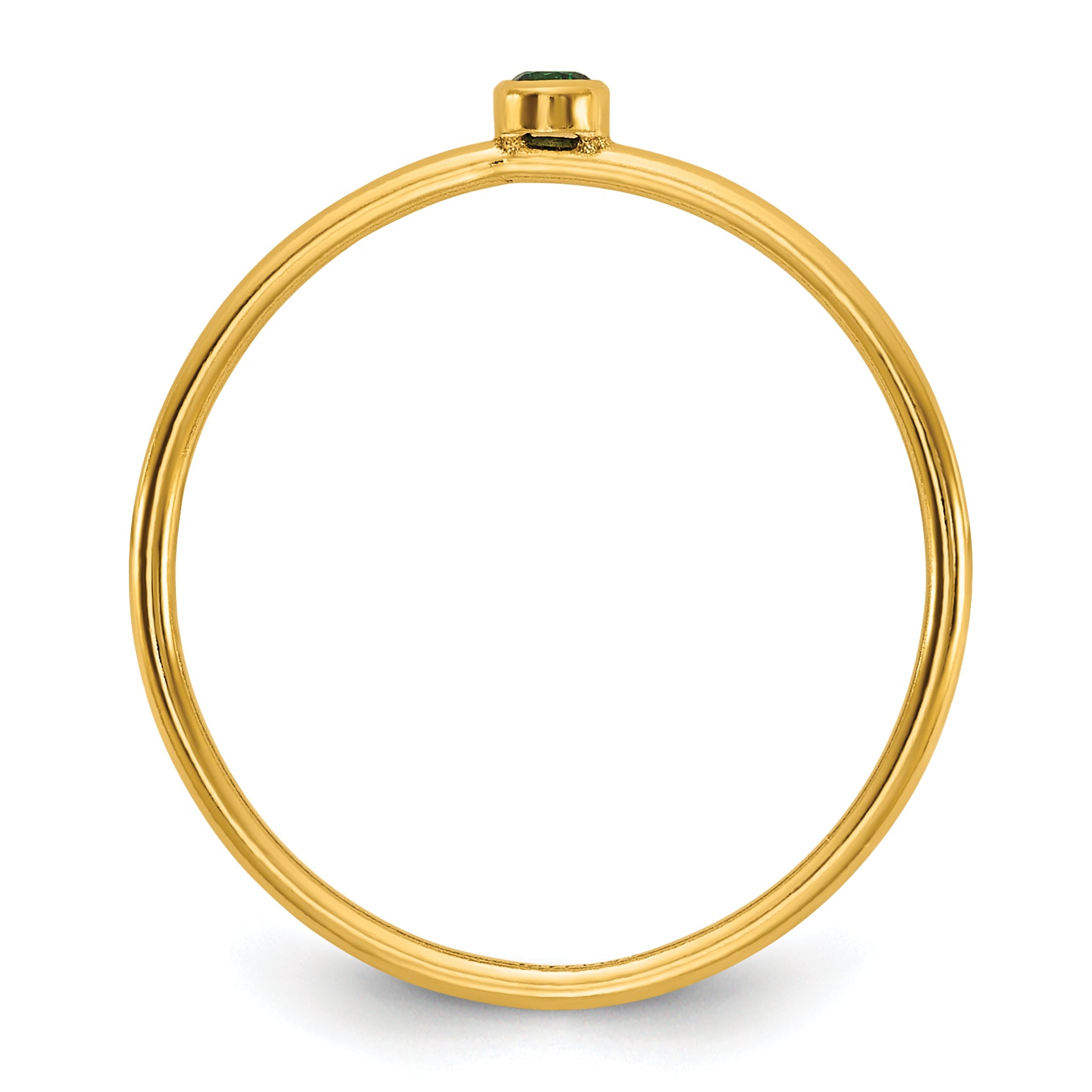 14K Gold Filled Green CZ Bezel 1.0mm Stacking Ring Secondary image