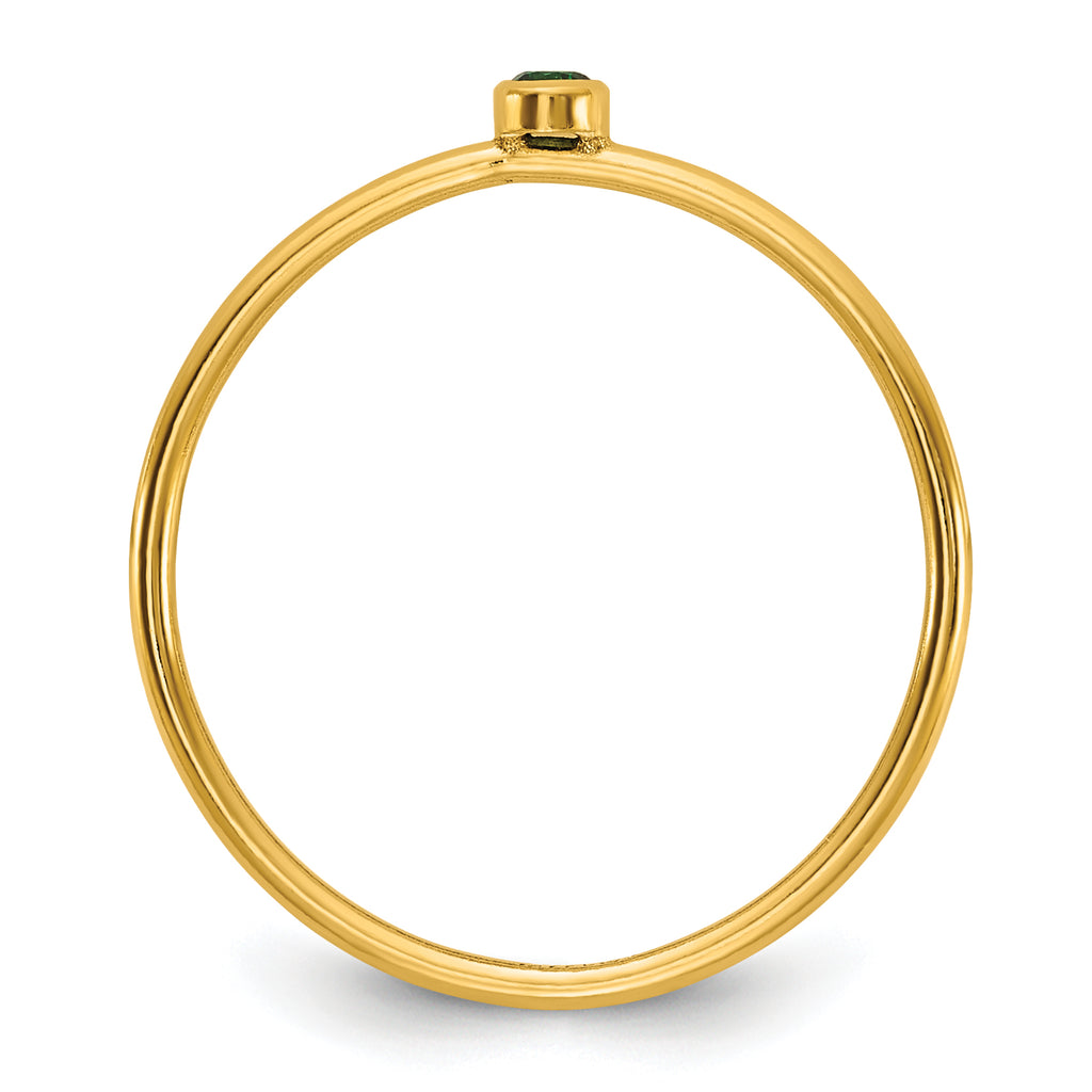 14K Gold Filled Green CZ Bezel 1.0mm Stacking Ring - view 2