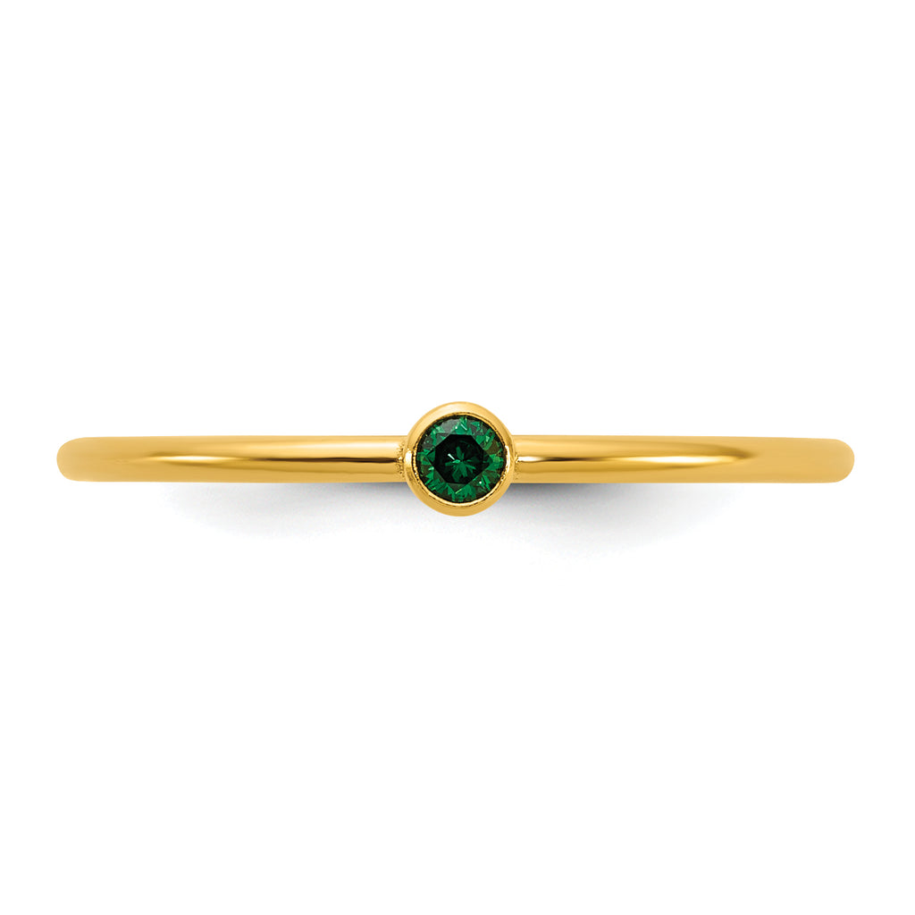 14K Gold Filled Green CZ Bezel 1.0mm Stacking Ring - view 4