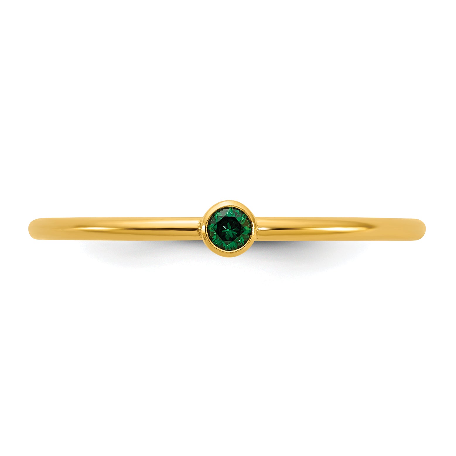 14K Gold Filled Green CZ Bezel 1.0mm Stacking Ring - view 4