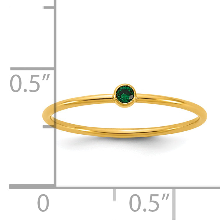 14K Gold Filled Green CZ Bezel 1.0mm Stacking Ring - view 5