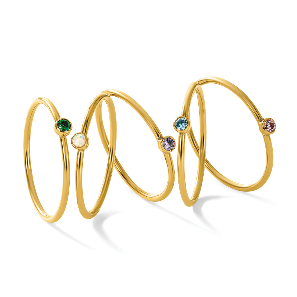 14K Gold Filled Green CZ Bezel 1.0mm Stacking Ring - view 7
