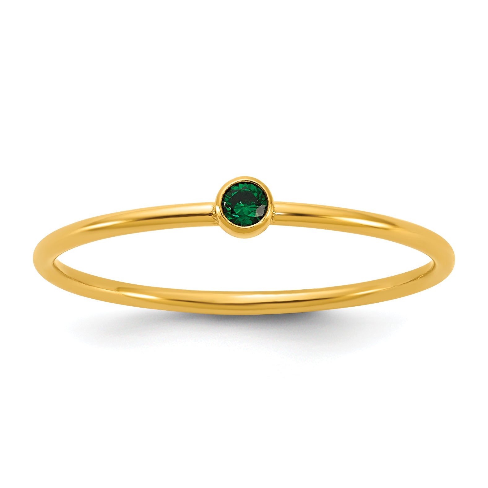 14K Gold Filled Green CZ Bezel 1.0mm Stacking Ring by Sophia Jewelers Main image