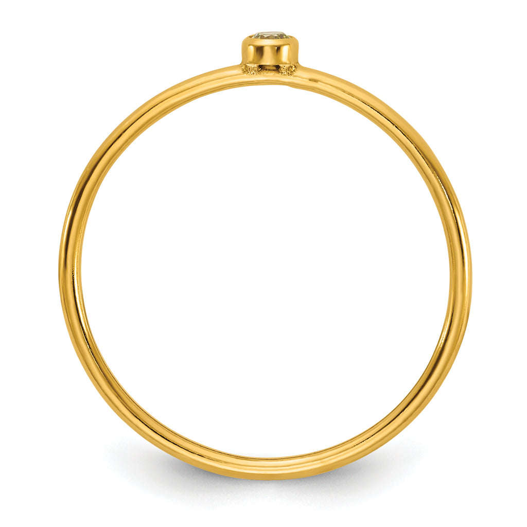 1/20 14K Gold Filled Lime Green CZ Bezel 1.0mm Stacking Ring