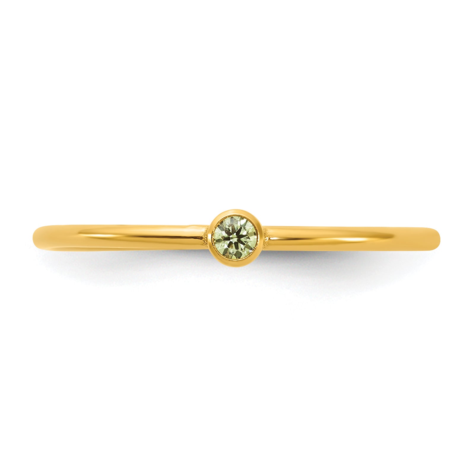 1/20 14K Gold Filled Lime Green CZ Bezel 1.0mm Stacking Ring