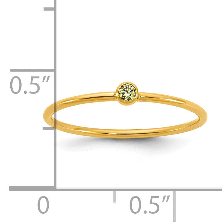 1/20 14K Gold Filled Lime Green CZ Bezel 1.0mm Stacking Ring