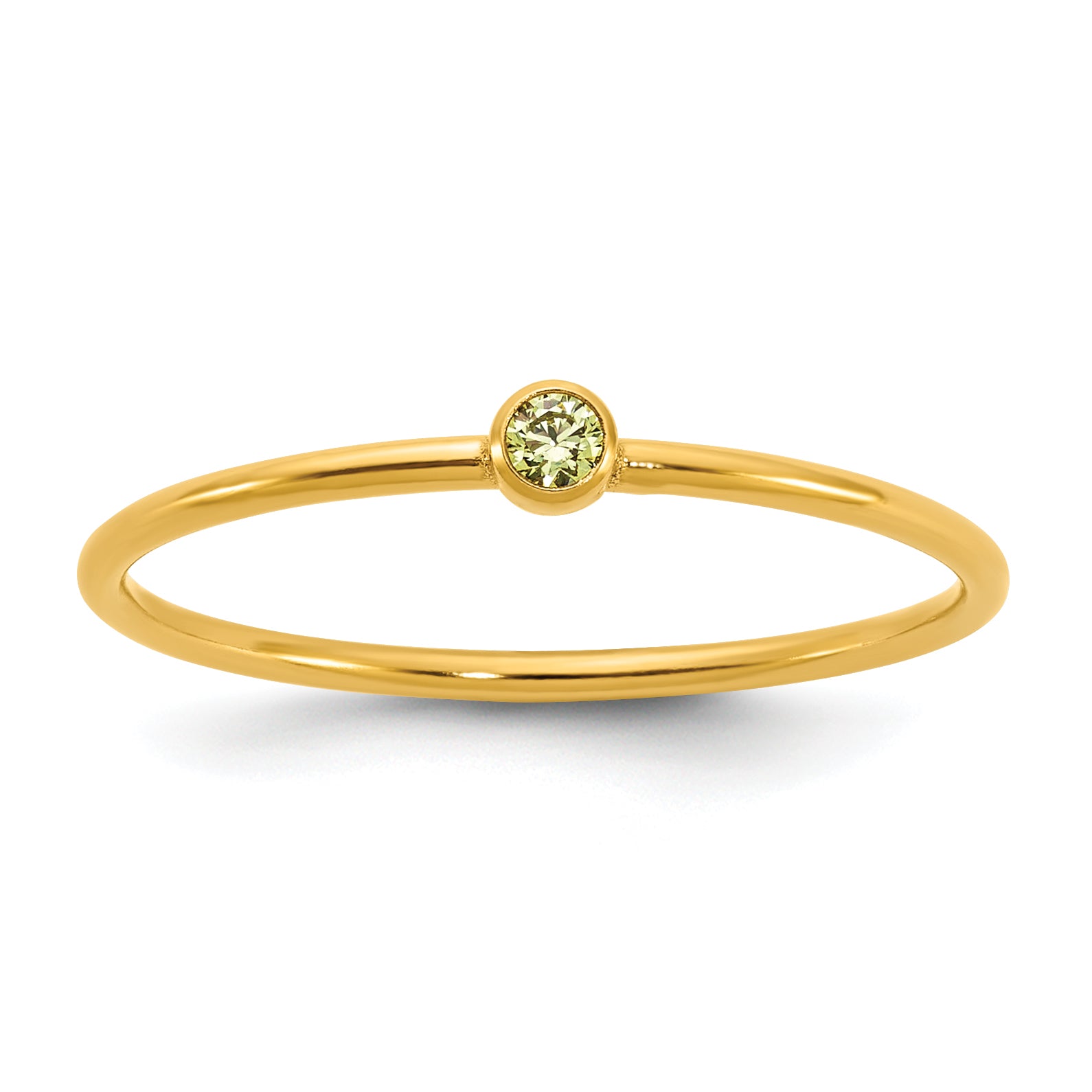 1/20 14K Gold Filled Lime Green CZ Bezel 1.0mm Stacking Ring Main image