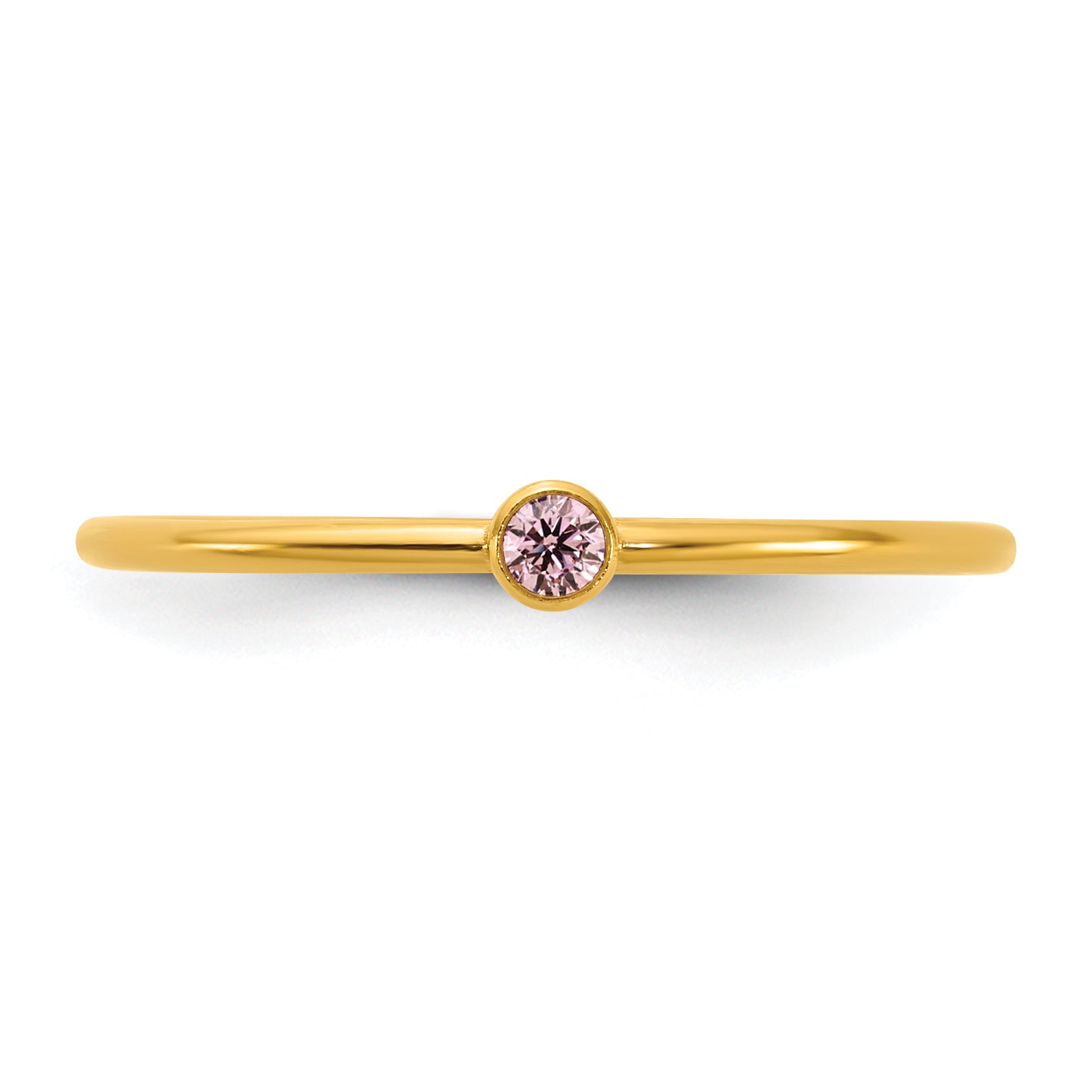 1/20 14K Gold Filled Light Pink CZ Bezel 1.0mm Stacking Ring