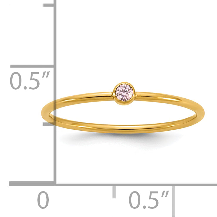 1/20 14K Gold Filled Light Pink CZ Bezel 1.0mm Stacking Ring