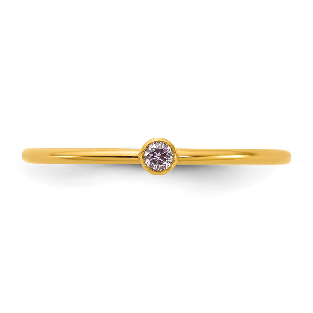 1/20 14K Gold Filled Light Purple CZ Bezel 1.0mm Stacking Ring
