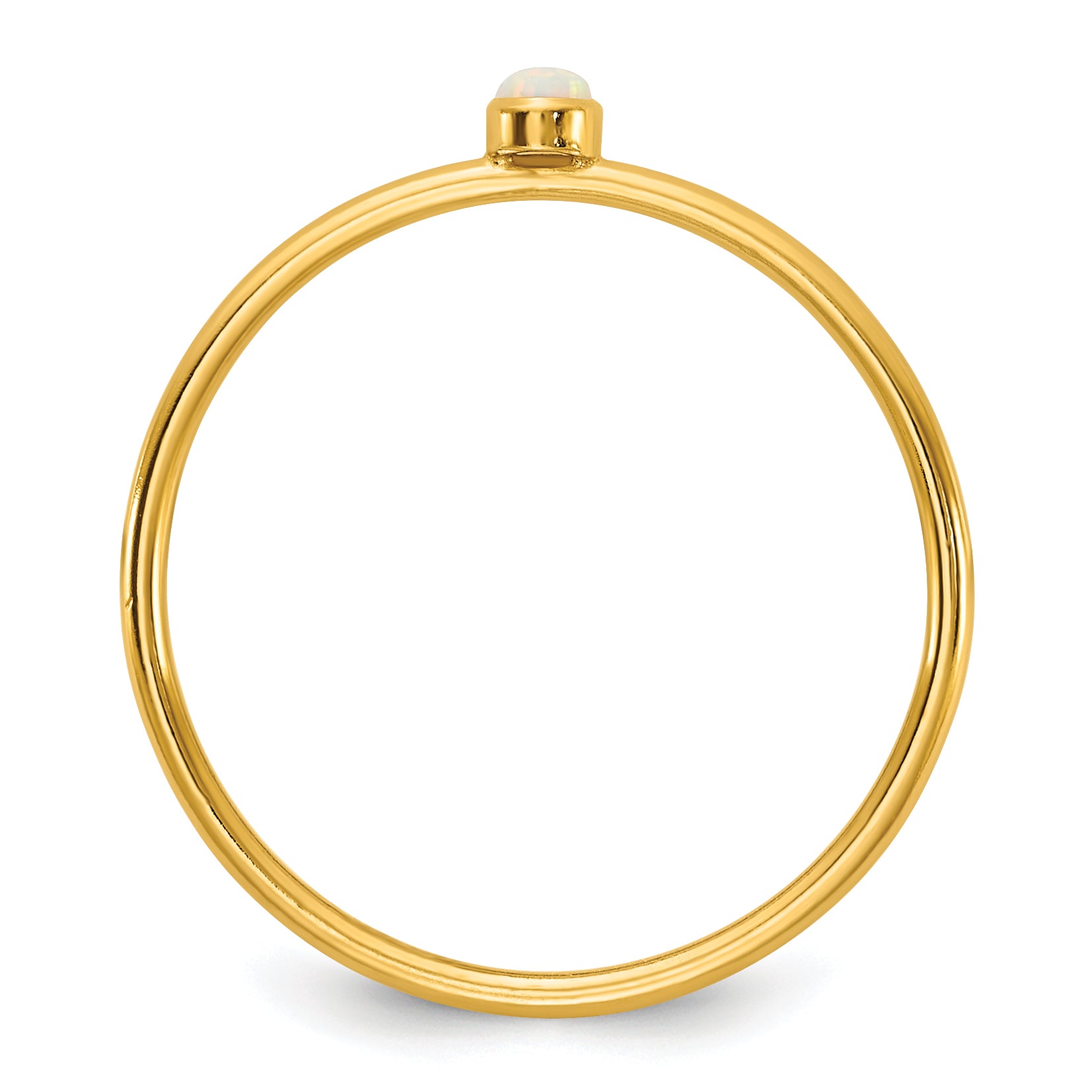 14K Gold Filled White Opal Bezel 1.0mm Stacking Ring - view 2