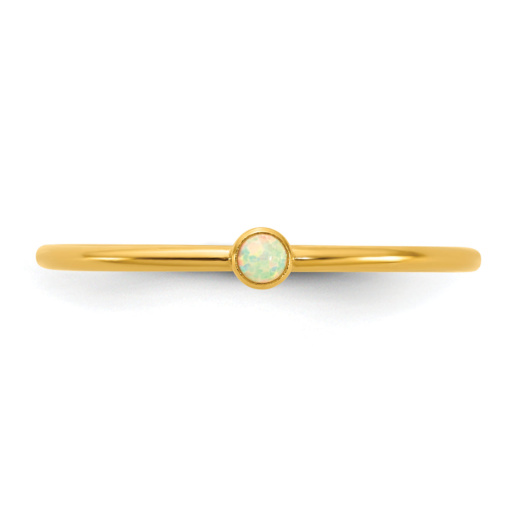 14K Gold Filled White Opal Bezel 1.0mm Stacking Ring - view 4