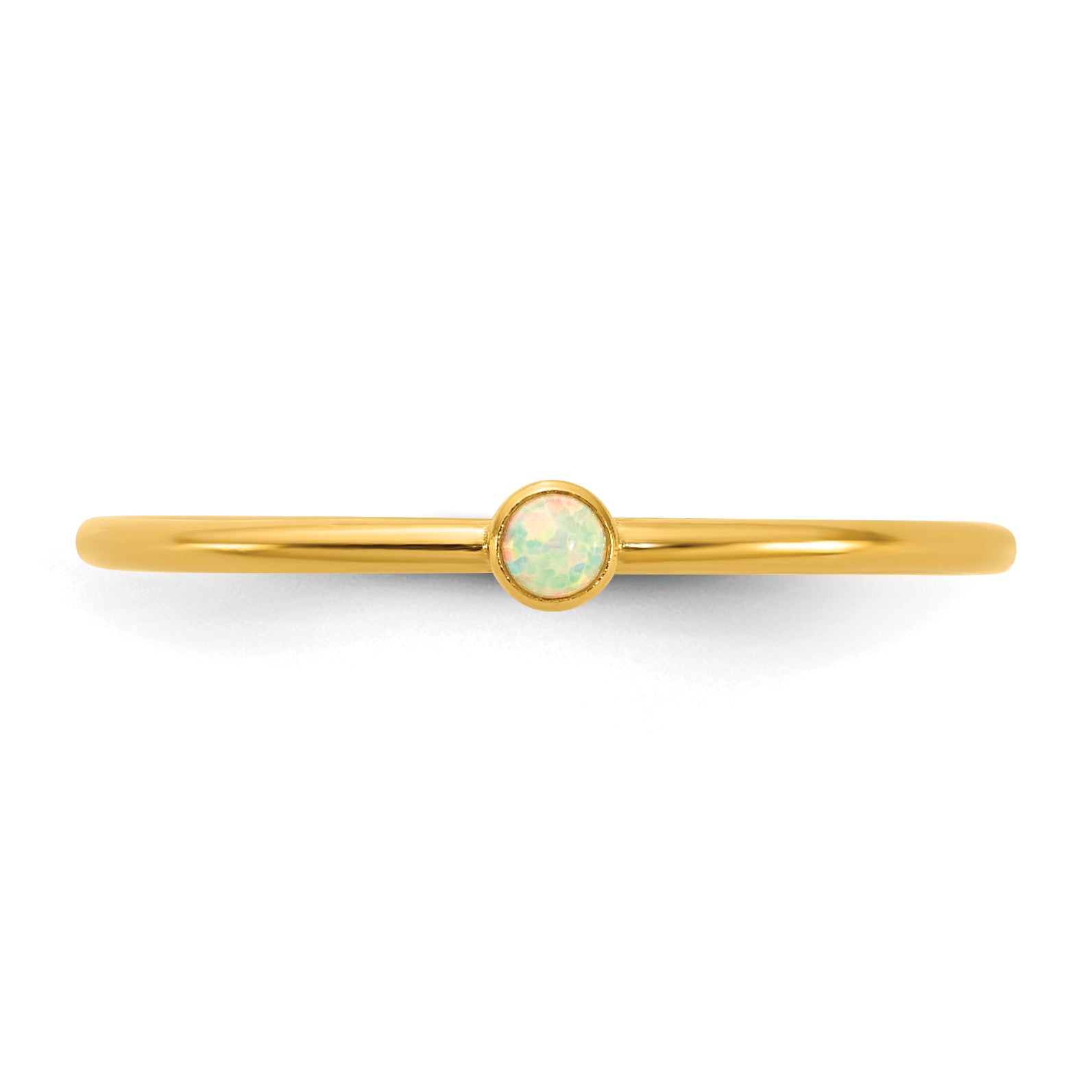 14K Gold Filled White Opal Bezel 1.0mm Stacking Ring - view 4