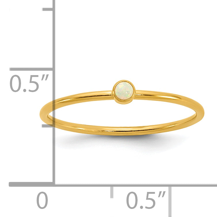 14K Gold Filled White Opal Bezel 1.0mm Stacking Ring - view 5
