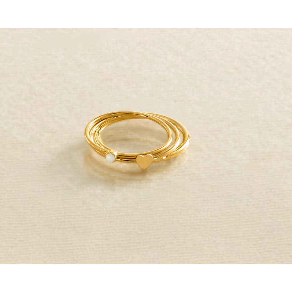 14K Gold Filled White Opal Bezel 1.0mm Stacking Ring - view 8
