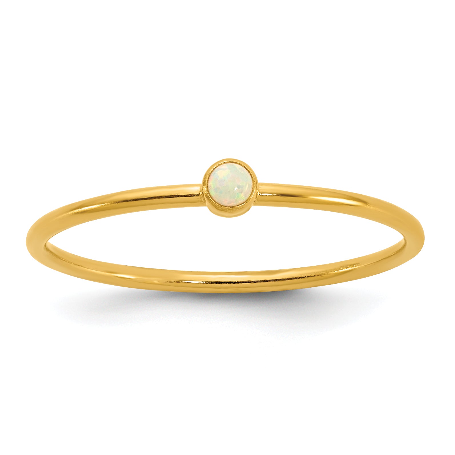 14K Gold Filled White Opal Bezel 1.0mm Stacking Ring by Sophia Jewelers