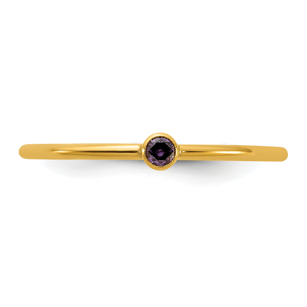 14K Gold Filled Purple CZ Bezel 1.0mm Stacking Ring - view 4