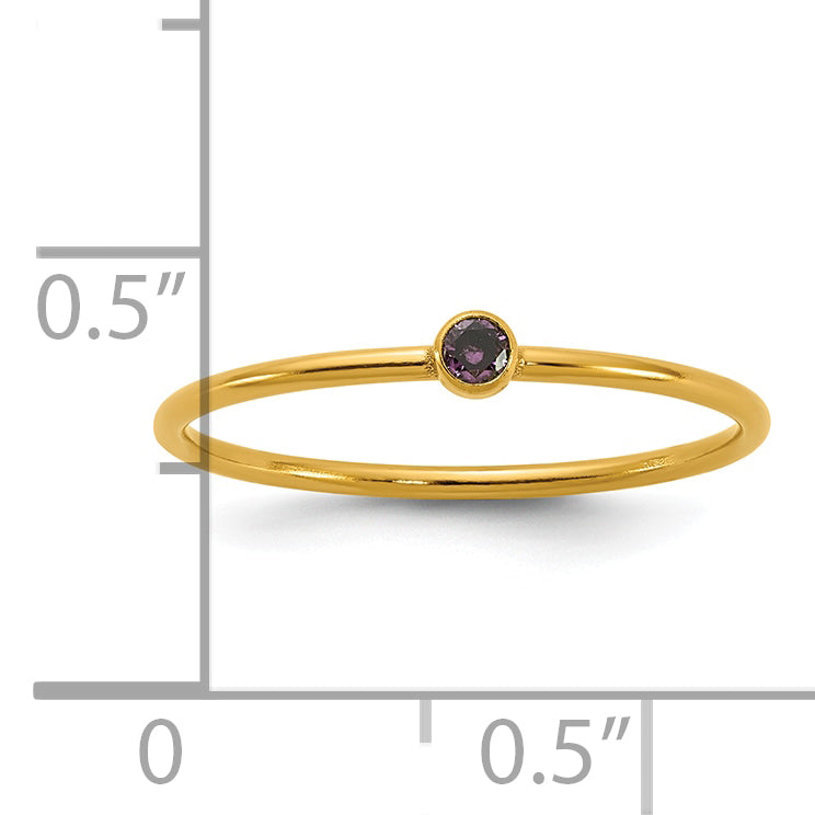 14K Gold Filled Purple CZ Bezel 1.0mm Stacking Ring - view 5