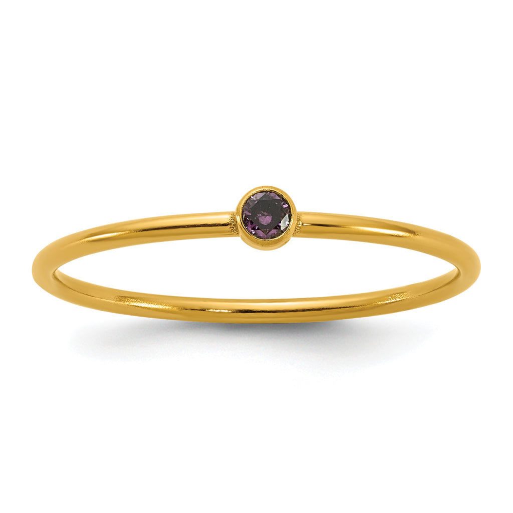 14K Gold Filled Purple CZ Bezel 1.0mm Stacking Ring by Sophia Jewelers