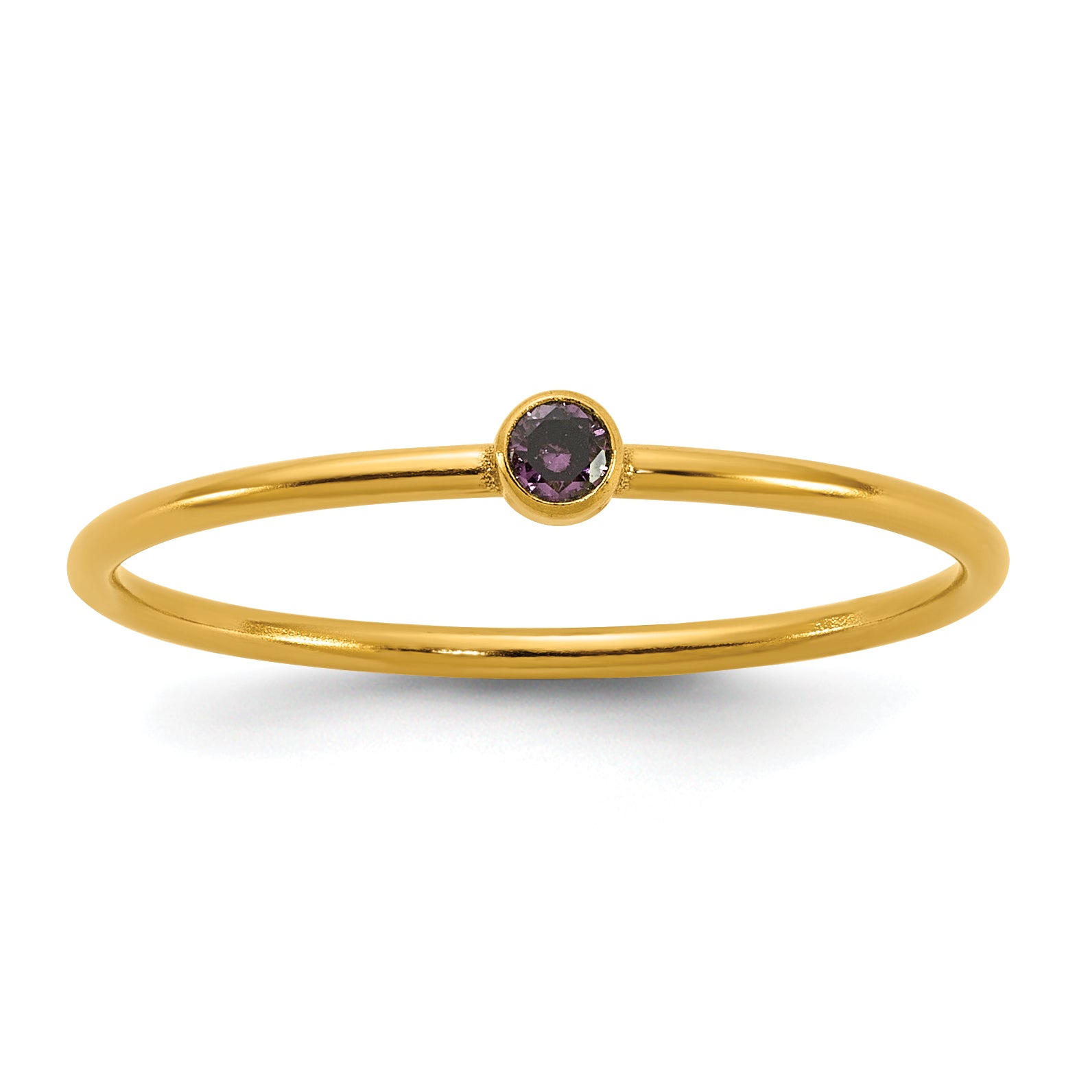 14K Gold Filled Purple CZ Bezel 1.0mm Stacking Ring by Sophia Jewelers